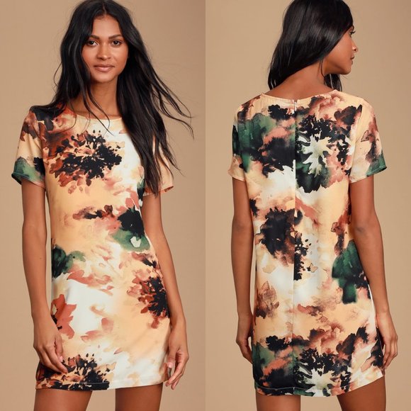 Lulus Dresses & Skirts - Lulu's Camaraderie Orange Print Shift Dress